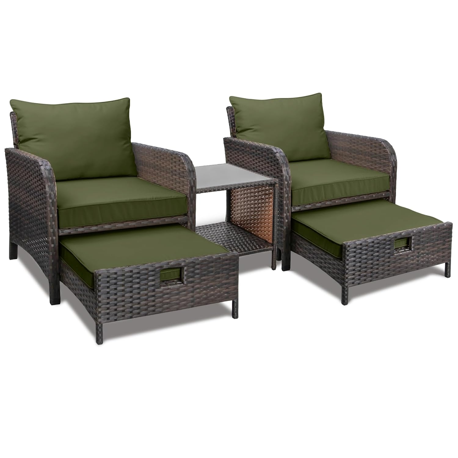 Outdoor Furniture Lounge Chair - 5 Piece PE Rattan Patio Set
