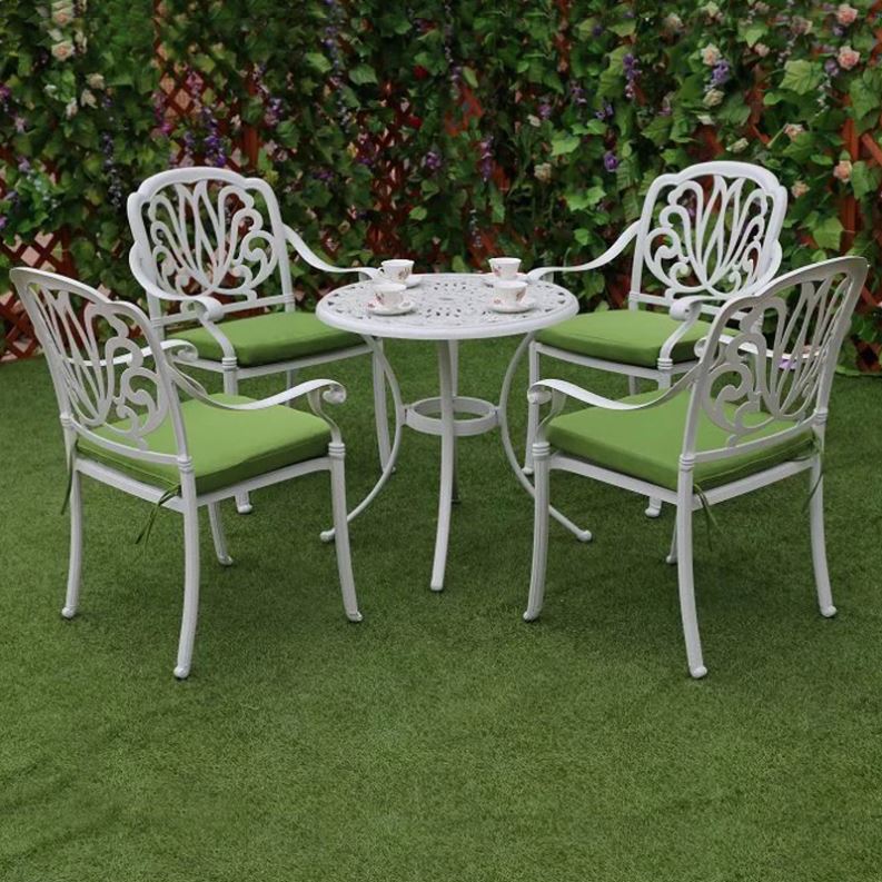 Outdoor Furniture With Fire Pit Table - Garden Set Cast Aluminum Outdoor Furniture