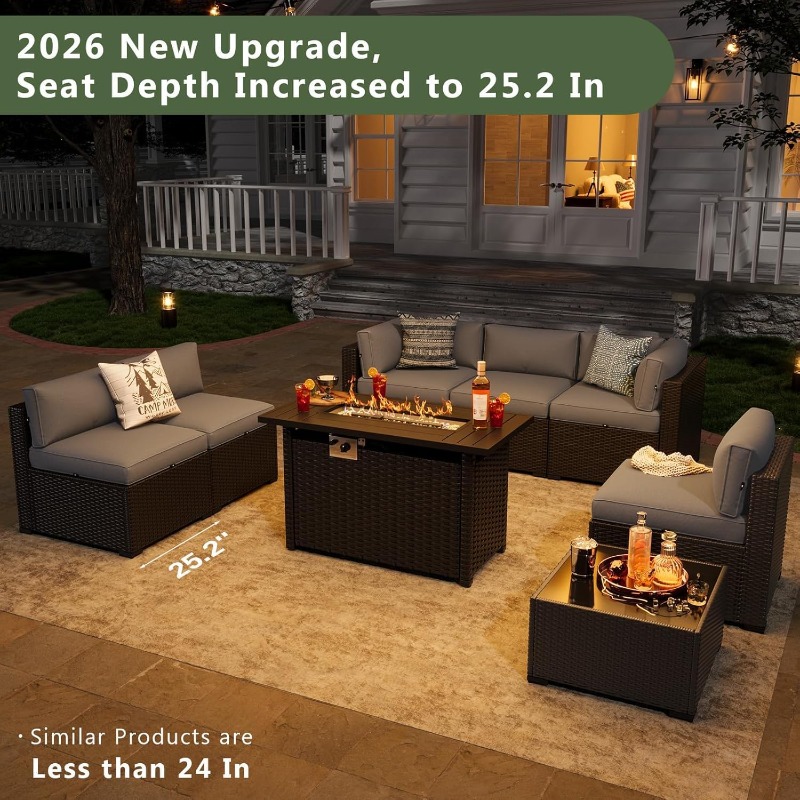 Outdoor Furniture With Fire Pit Table - Aoxun 8 Piece Patio Furniture Set