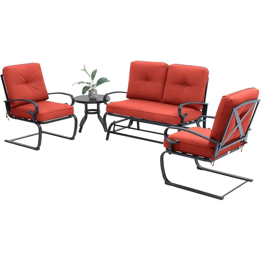 4-Piece Red Outdoor Wrought Ir - Outdoor Furniture Iron ulasan dan harga