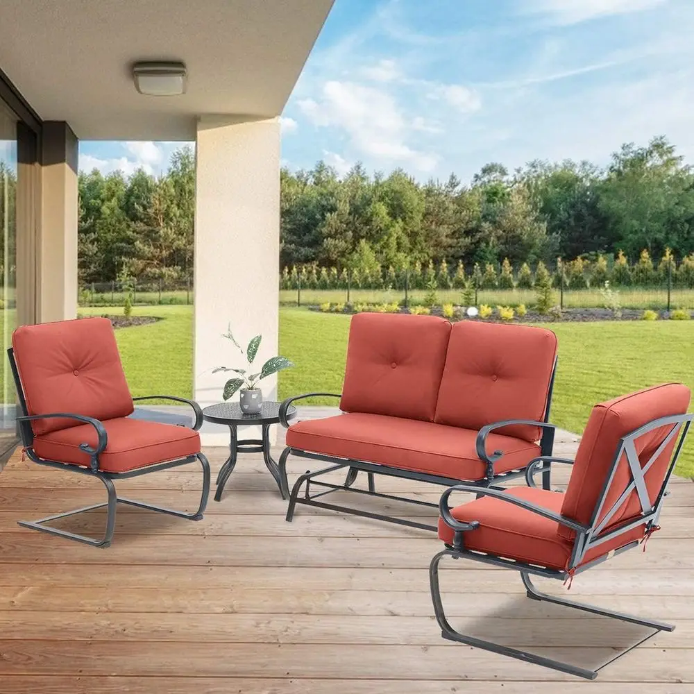 4-Piece Red Outdoor Wrought Ir - Outdoor Furniture Iron ulasan dan harga