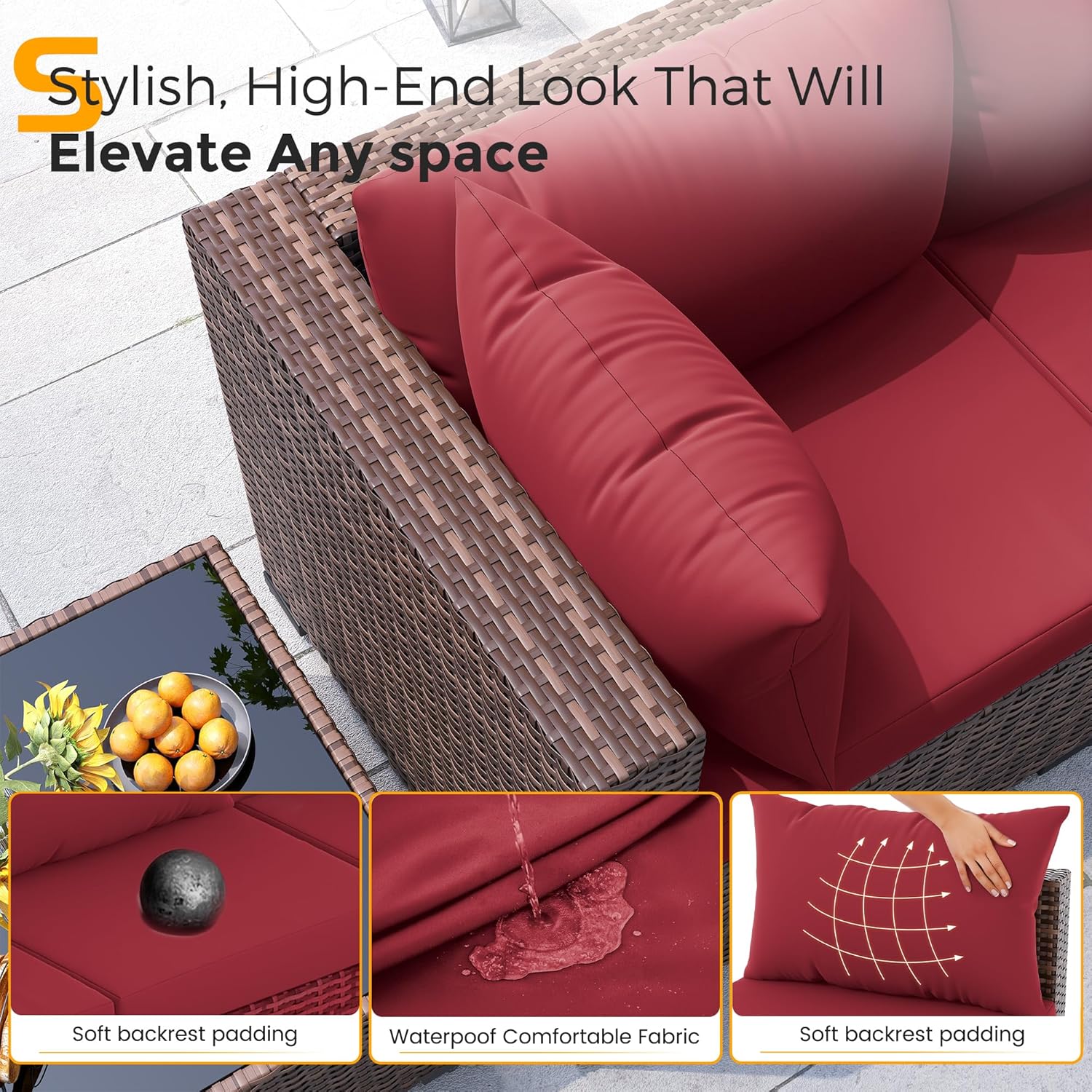 8pc All-Weather Wicker Section - Outdoor Furniture With Fire Pit Table ulasan dan harga