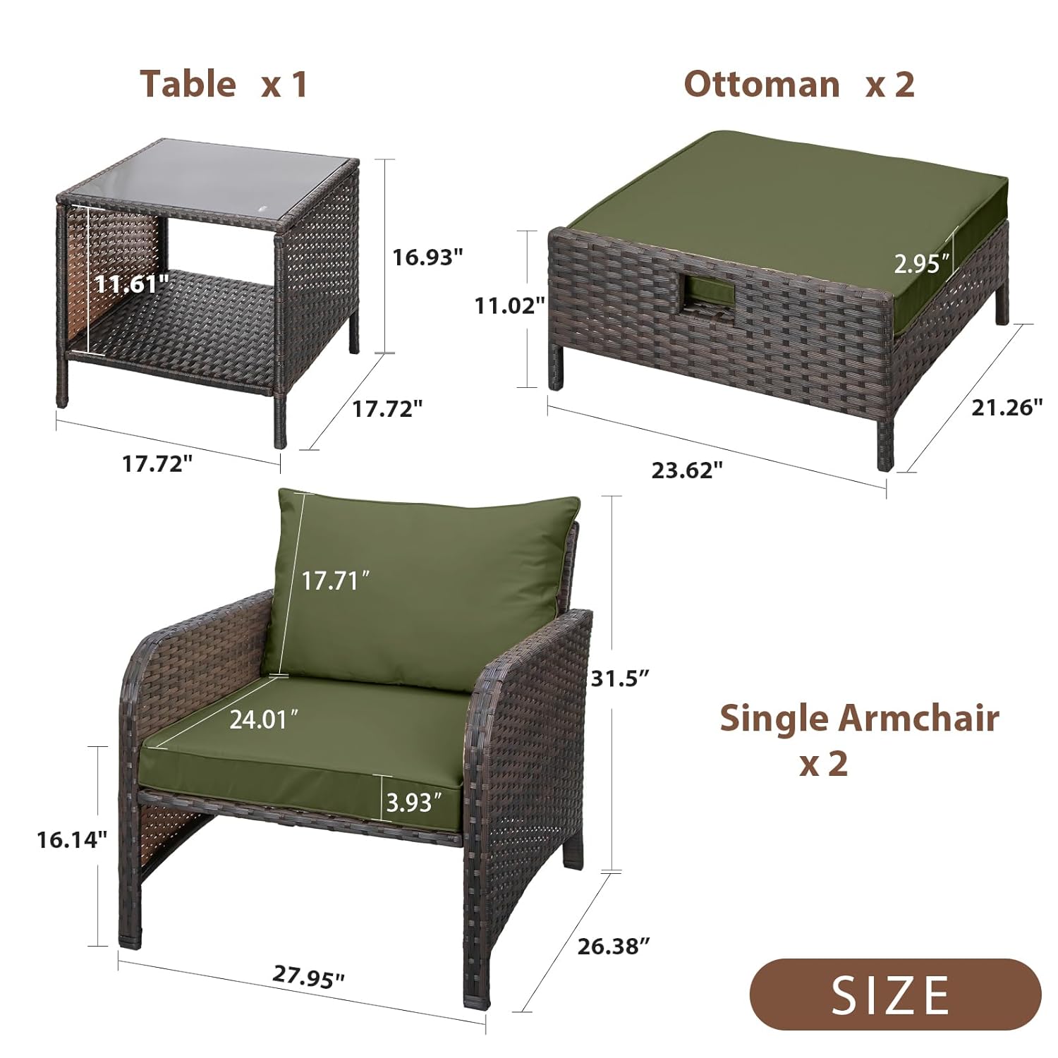 5 Piece PE Rattan Patio Set Ou - Outdoor Furniture Lounge Chair ulasan dan harga