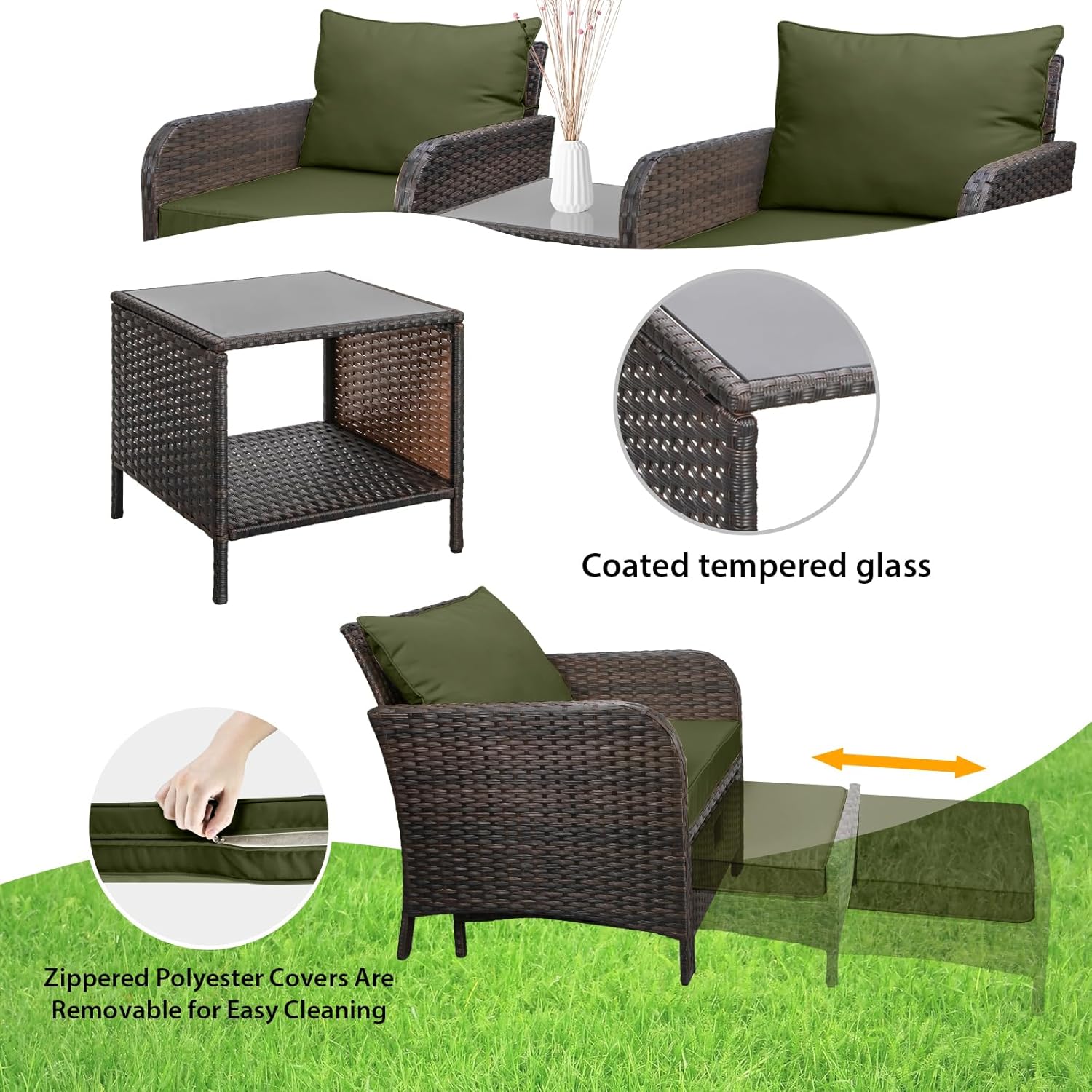 5 Piece PE Rattan Patio Set Ou - Outdoor Furniture Lounge Chair ulasan dan harga