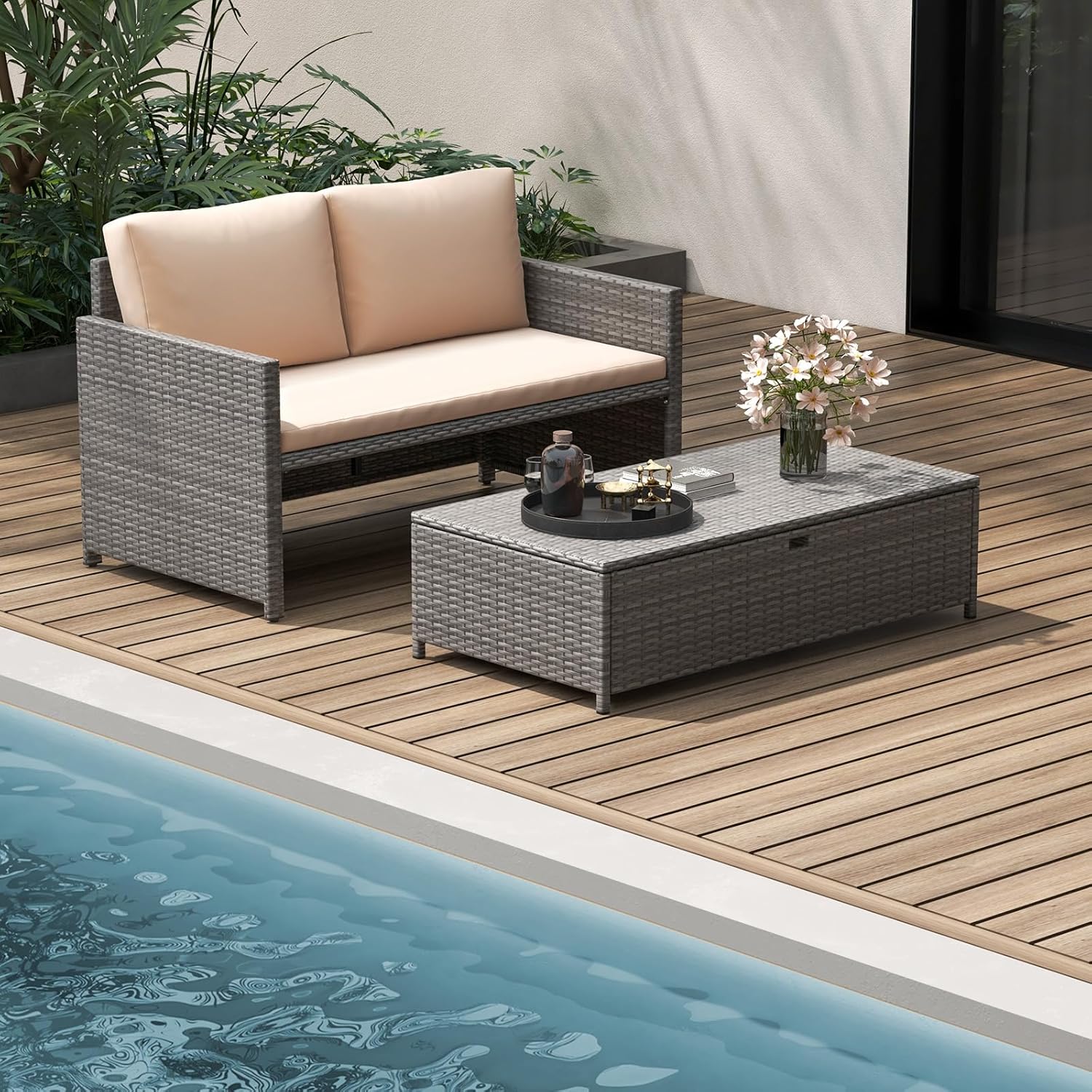 Wicker Patio Daybed Loveseat O - Outdoor Daybed Furniture ulasan dan harga