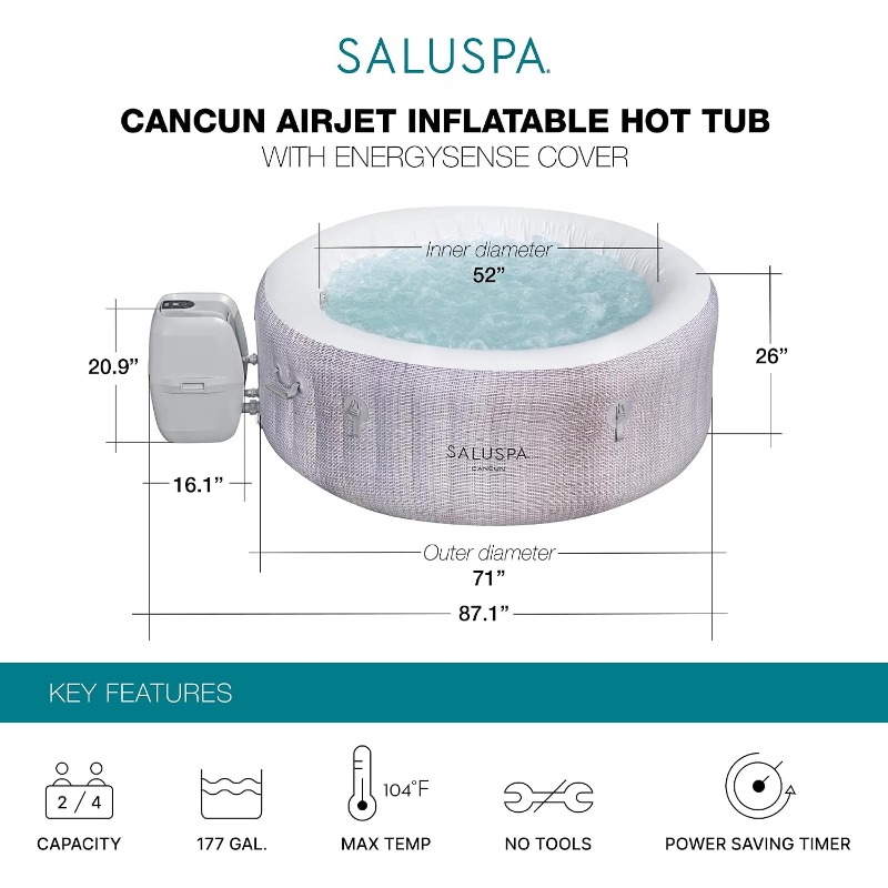 Bestway SaluSpa Cancun 2-4 Per - Inflatable Hot Tub ulasan dan harga