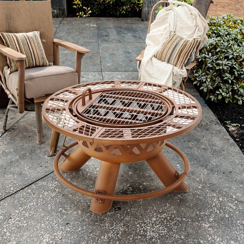 2026 Modern Outdoor Steel Char - Outdoor Furniture With Fire Pit Table ulasan dan harga