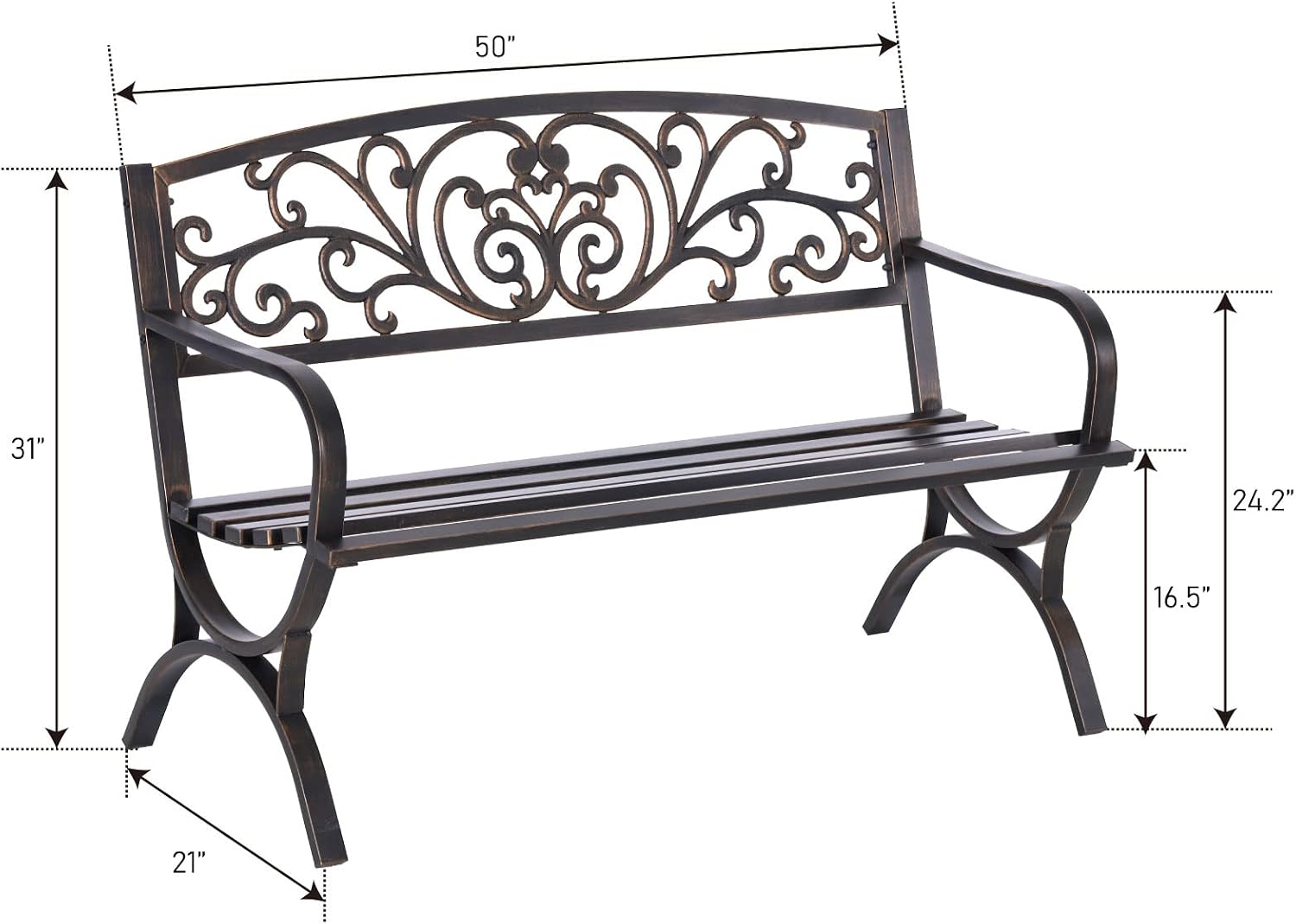 Bronze 50 Inch Outdoor Garden  - Outdoor Furniture Iron ulasan dan harga