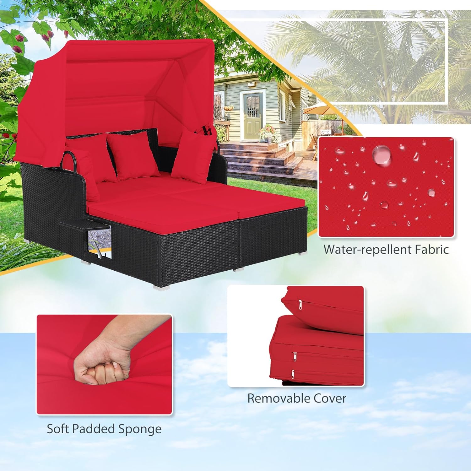 2 Person Rattan Outdoor Daybed - Outdoor Daybed Furniture ulasan dan harga